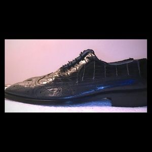 Alligator and Leather Wing Tip Tullio 10 Black!